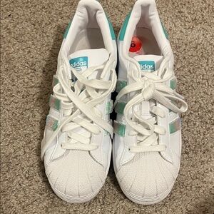 Adidas White and Mint Green Sneakers